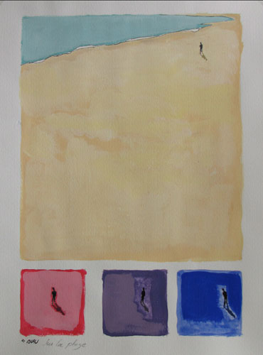 Sur la plage - 30 x 40 - gouache